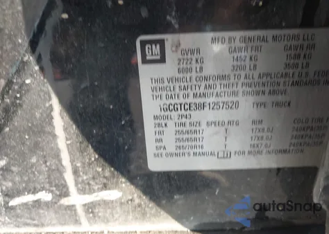 2015 Chevrolet Colorado Z71 from USA, damaged, VIN 1GCGTCE38F1257520